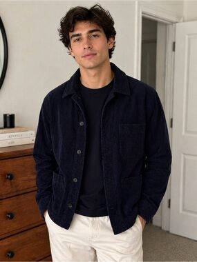 H&M Dark Navy Corduroy Shirt Jacket